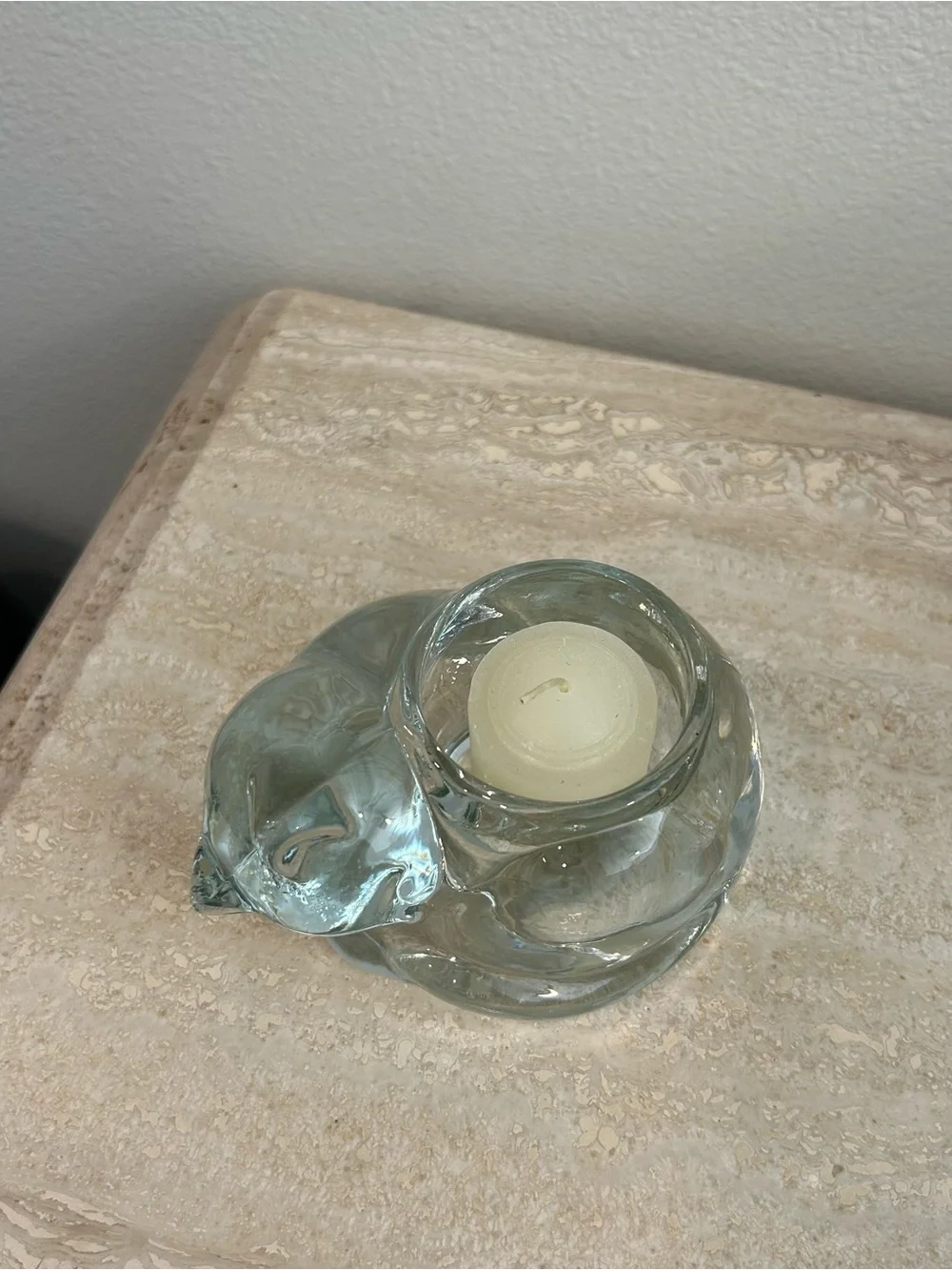 Clear Glass Cat Tealight Holder - Home Accents